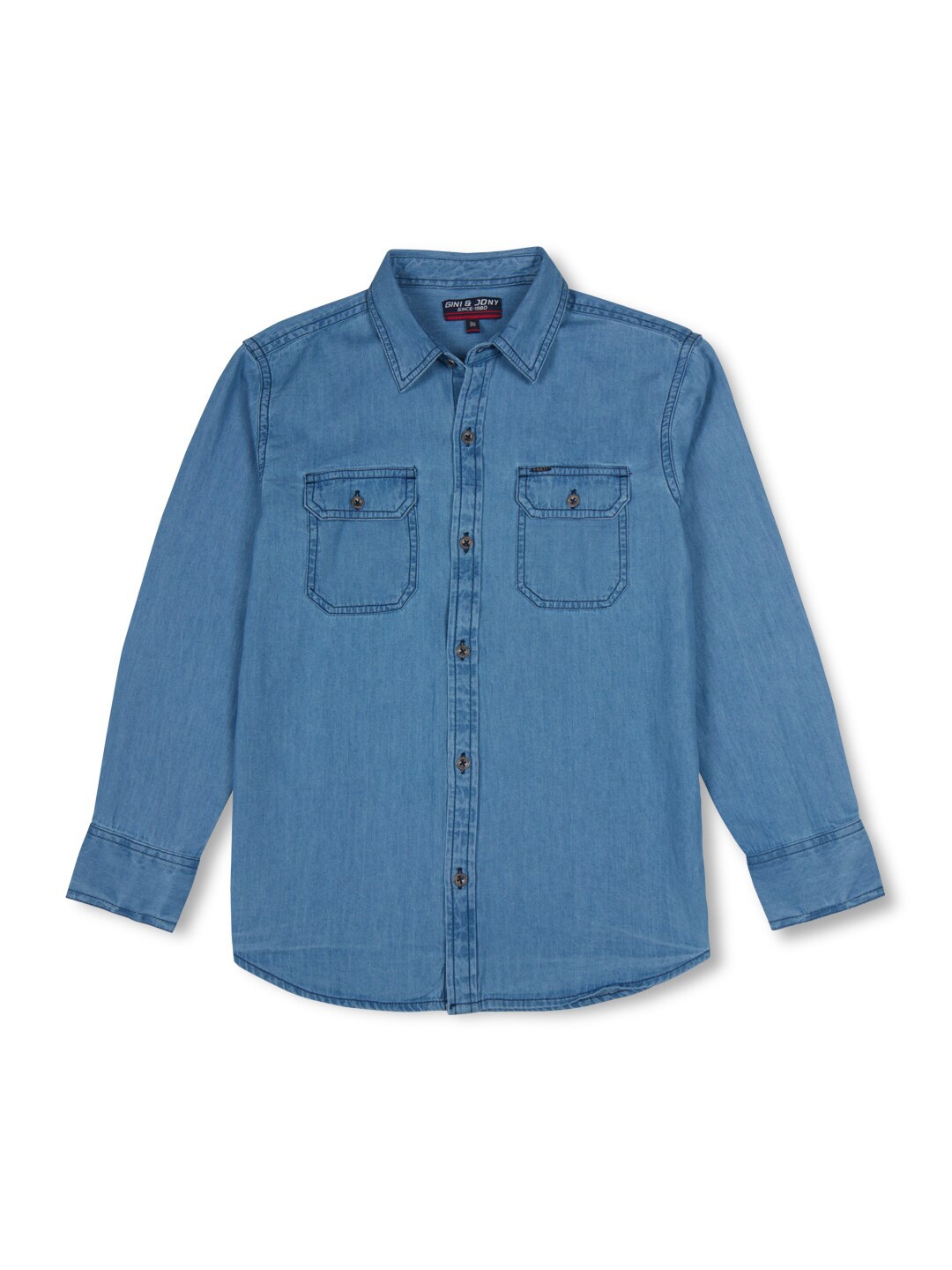 

Gini and Jony Boys Opaque Denim Casual Shirt, Navy blue