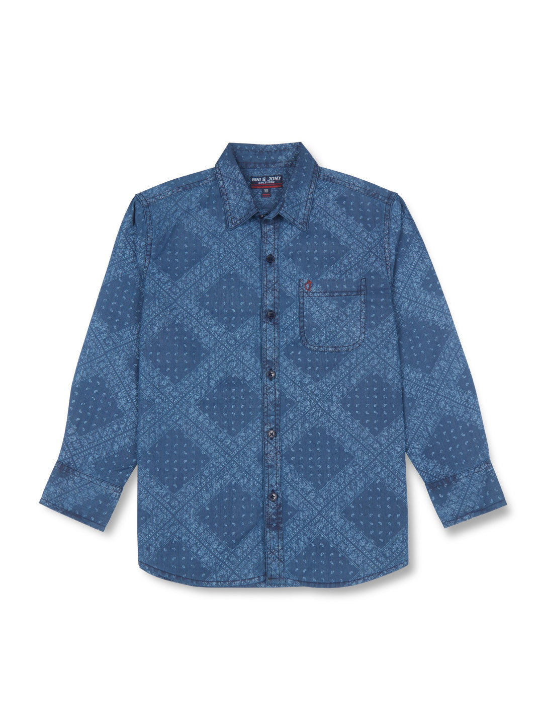 

Gini and Jony Boys Ethnic Motifs Printed Cotton Casual Shirt, Navy blue