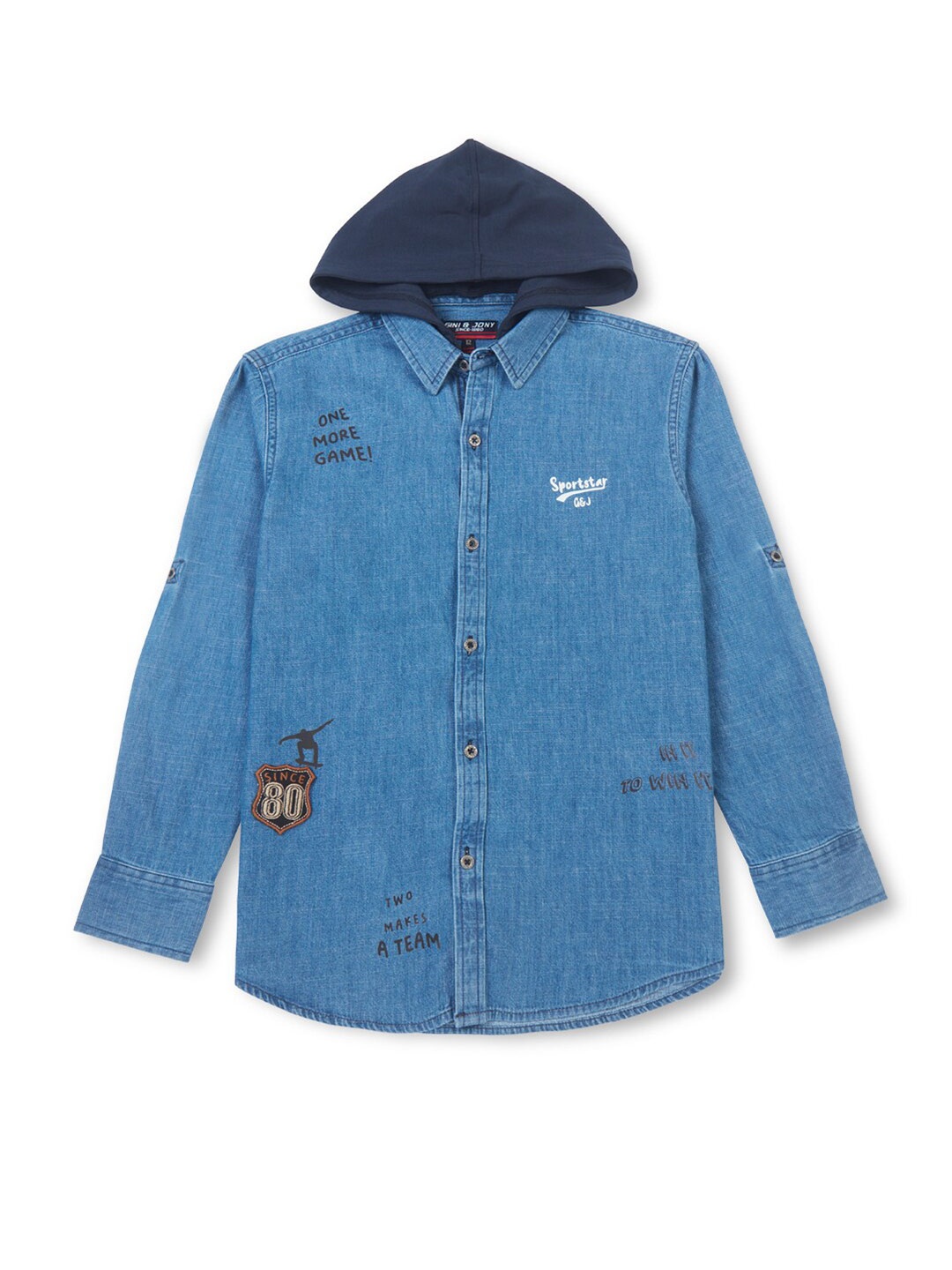 

Gini and Jony Boys Opaque Denim Casual Shirt, Navy blue