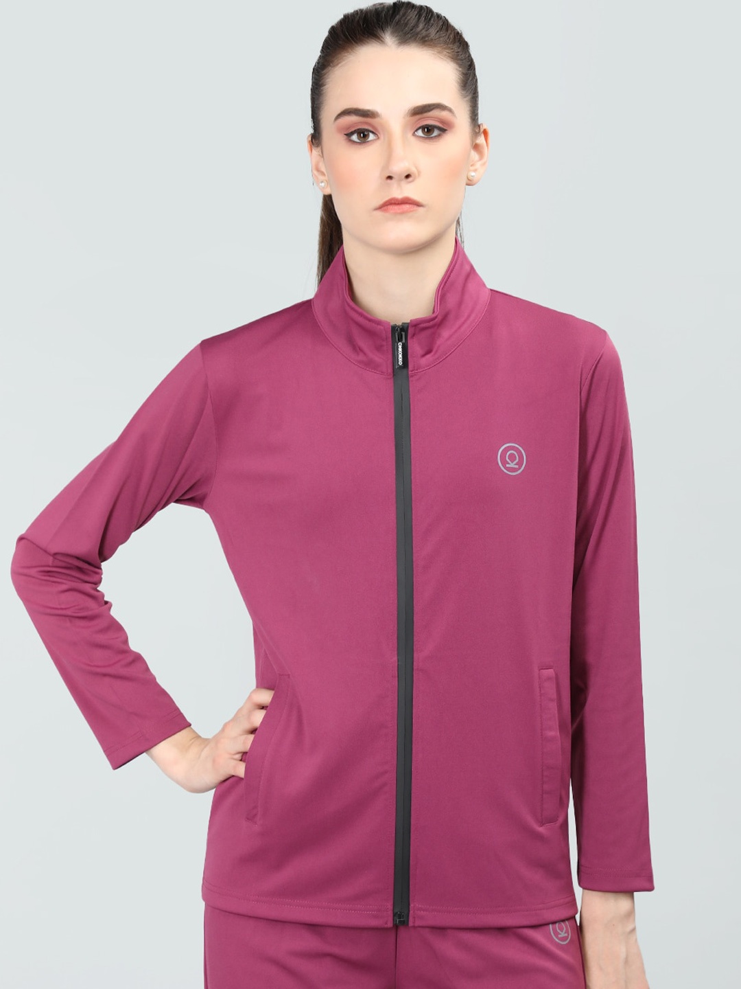 

CHKOKKO Mock Collar Lightweight Sporty Jacket, Pink