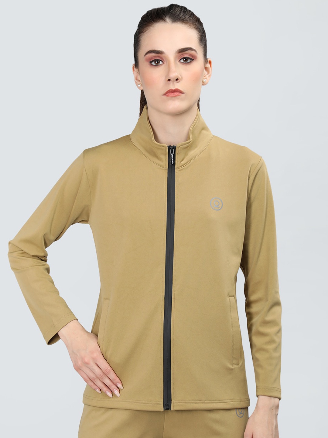 

CHKOKKO Lightweight Mock Collar Sporty Jacket, Camel brown