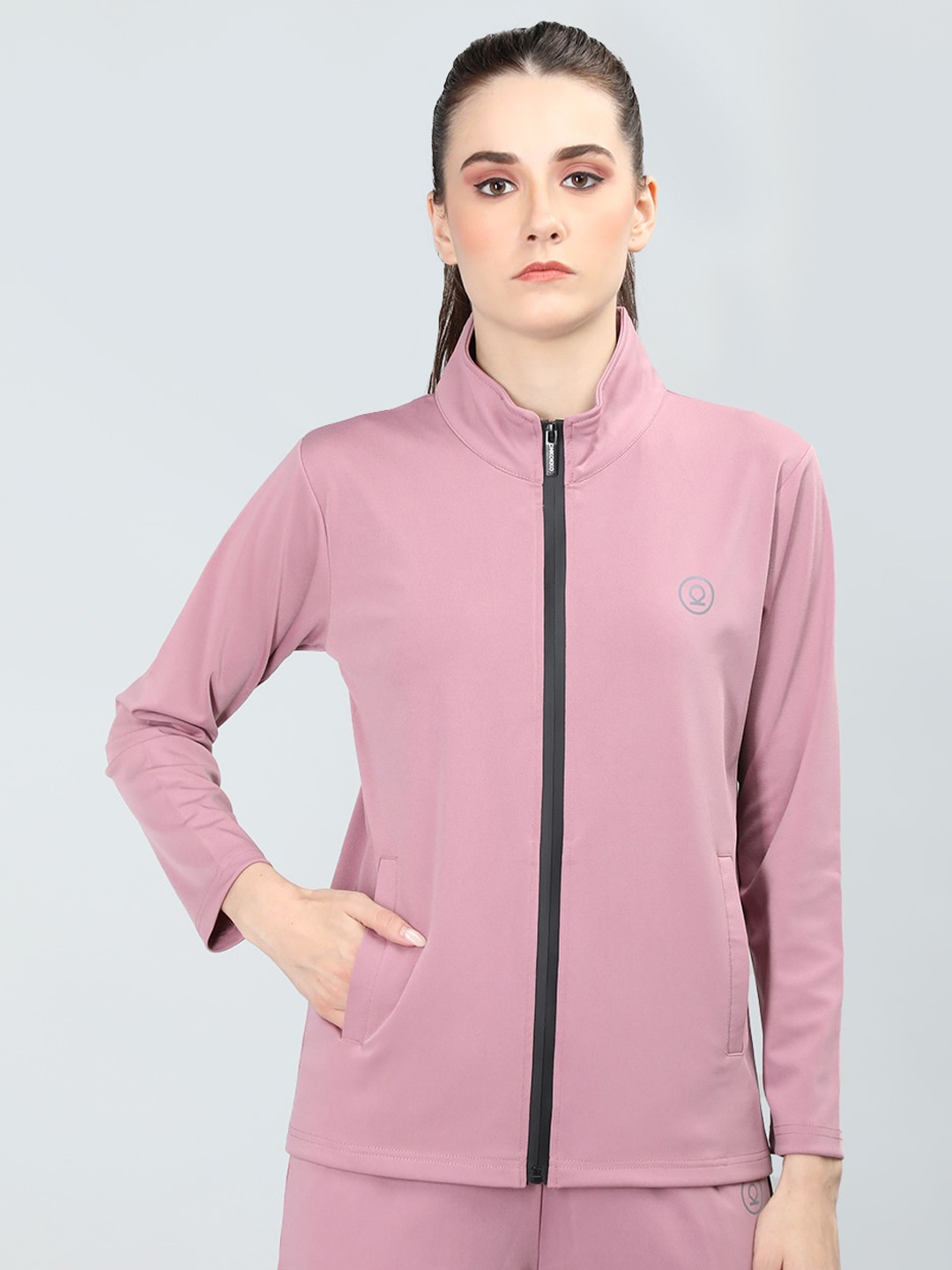 

CHKOKKO Lightweight Mock Collar Sporty Jacket, Pink