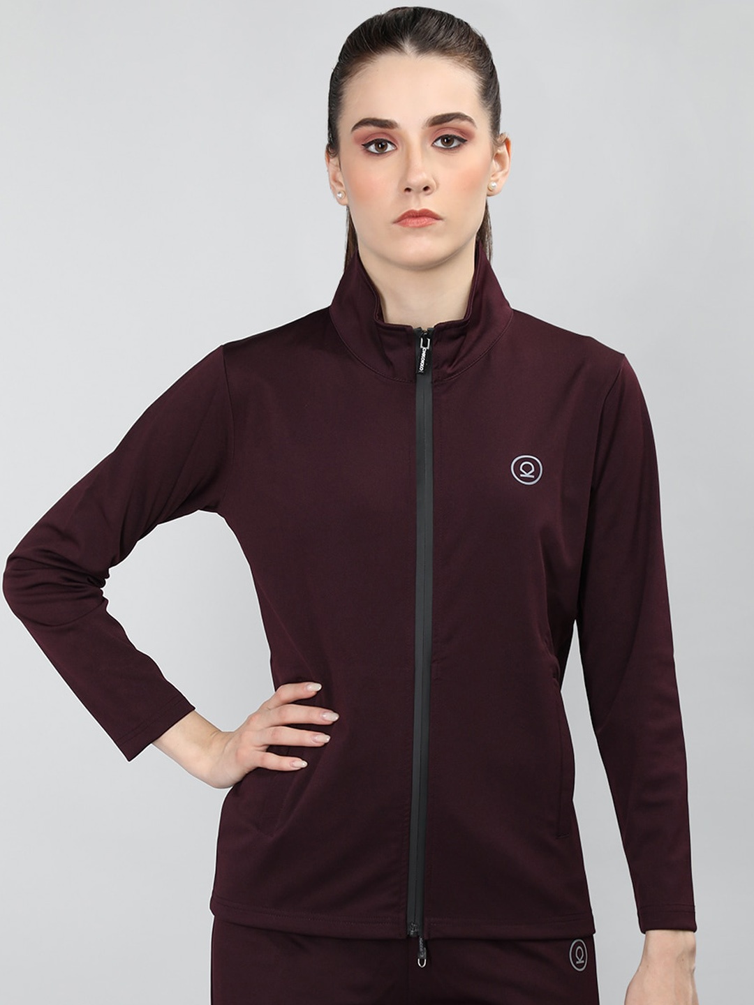 

CHKOKKO Lightweight Mock Collar Sporty Jacket, Maroon