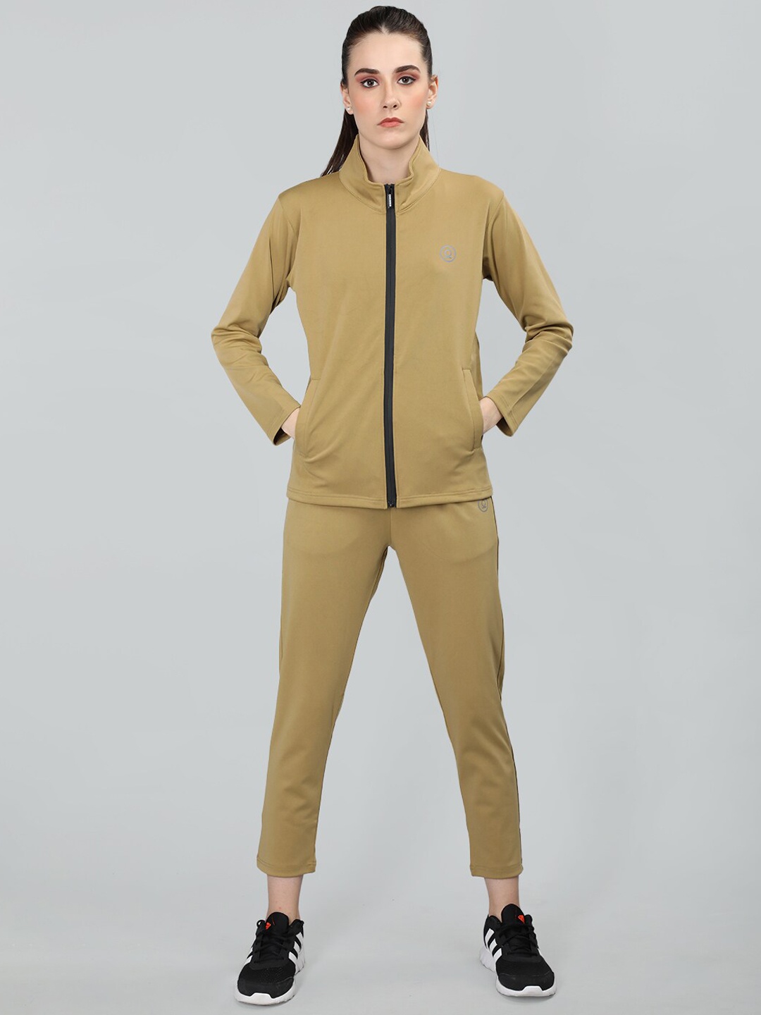

CHKOKKO Women 4-Way Stretchable Tracksuit, Camel brown