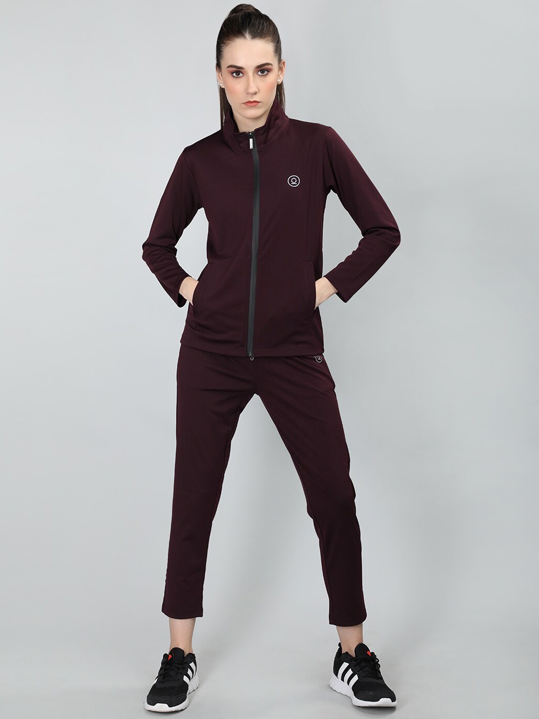 

CHKOKKO Women 4-Way Stretchable Tracksuit, Burgundy