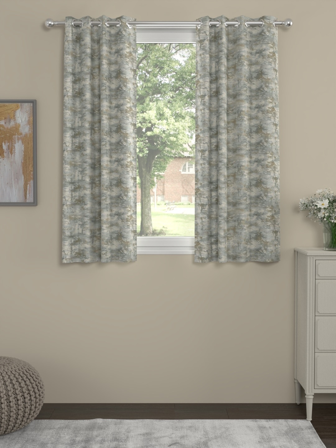 

ROSARA HOME Clover Green 2 Pieces Abstract Window Curtains