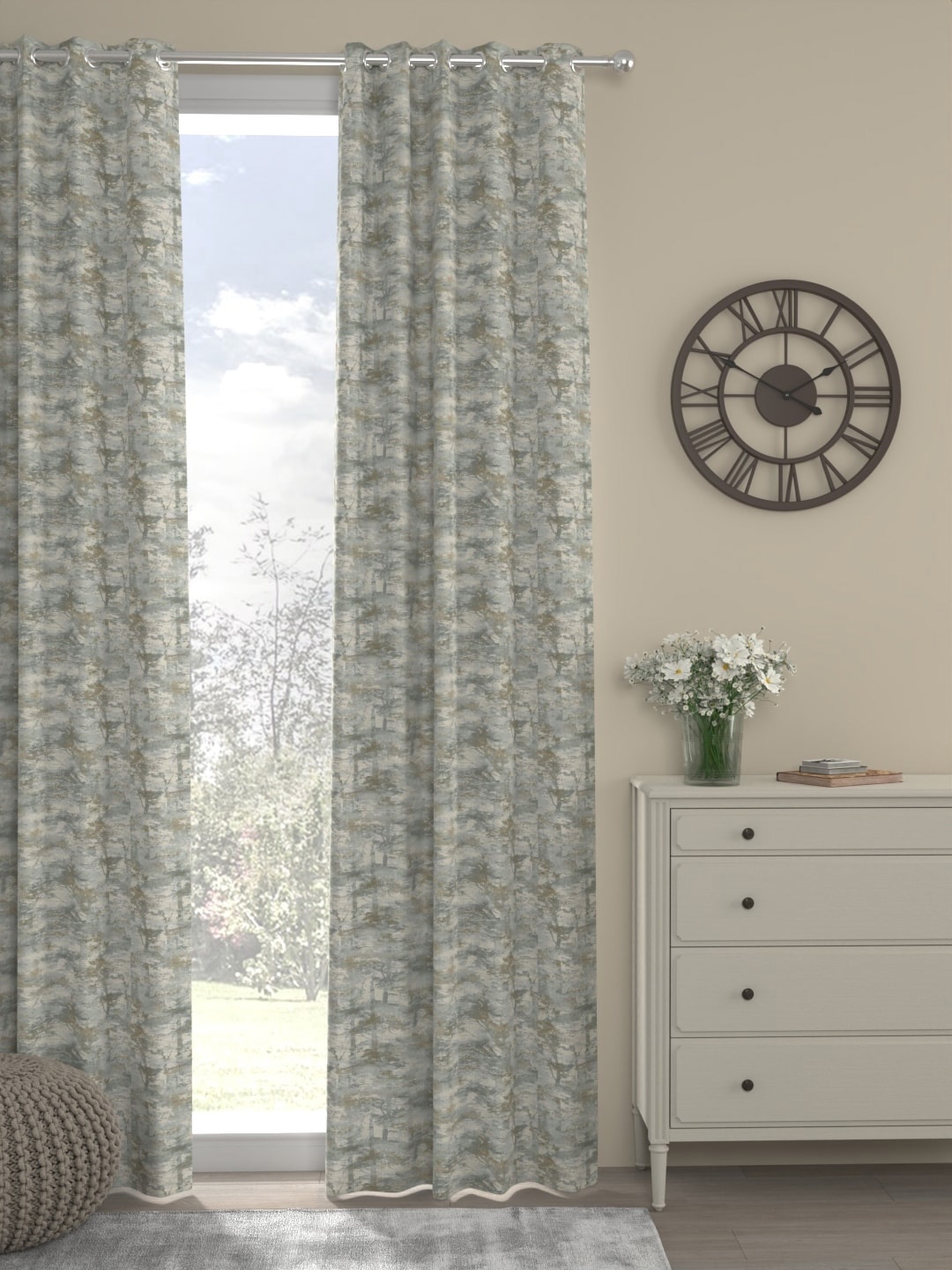 

ROSARA HOME Green Printed Long Door Curtain