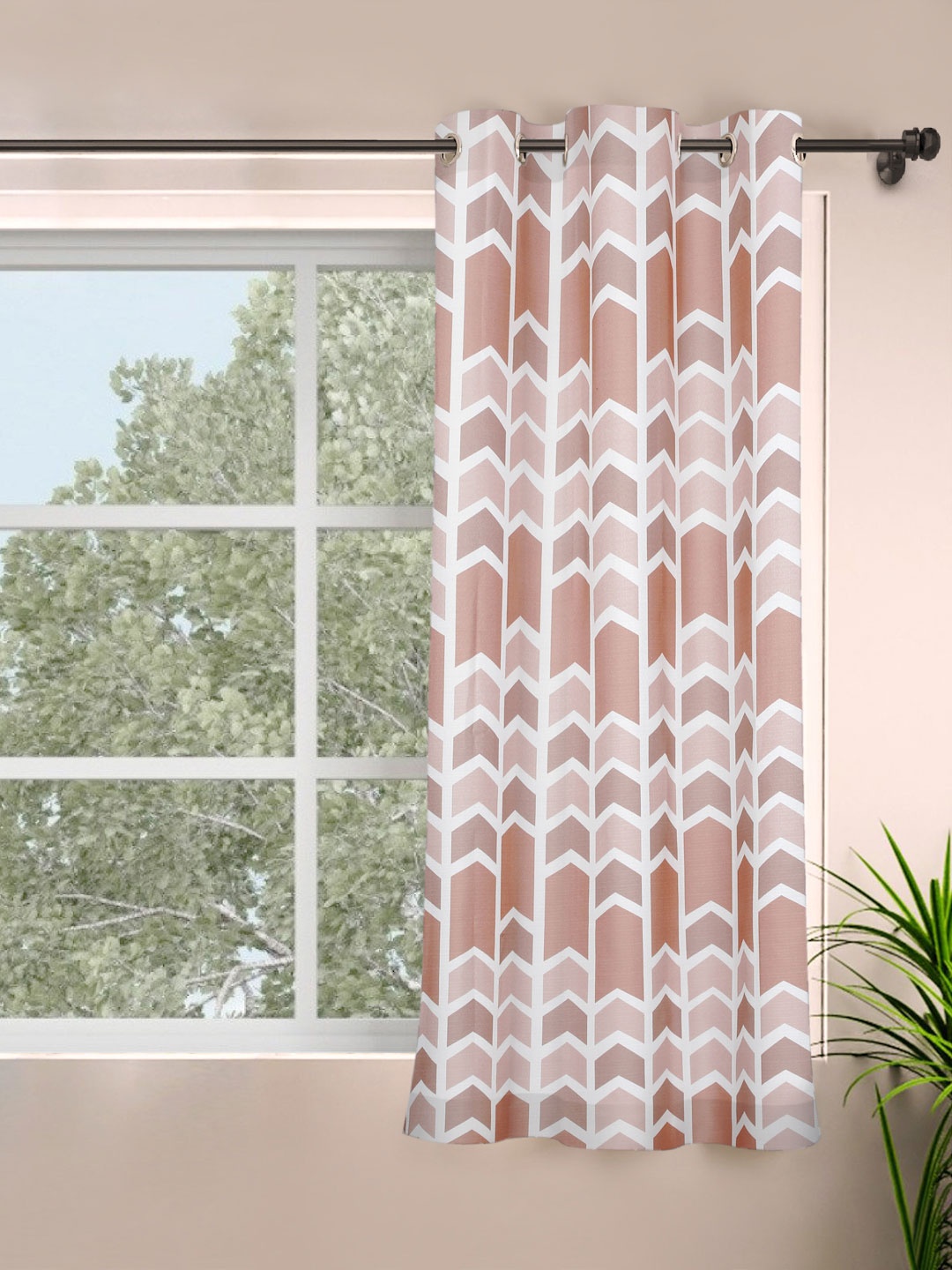 

ROSARA HOME Nude Geometric Printed Curtain