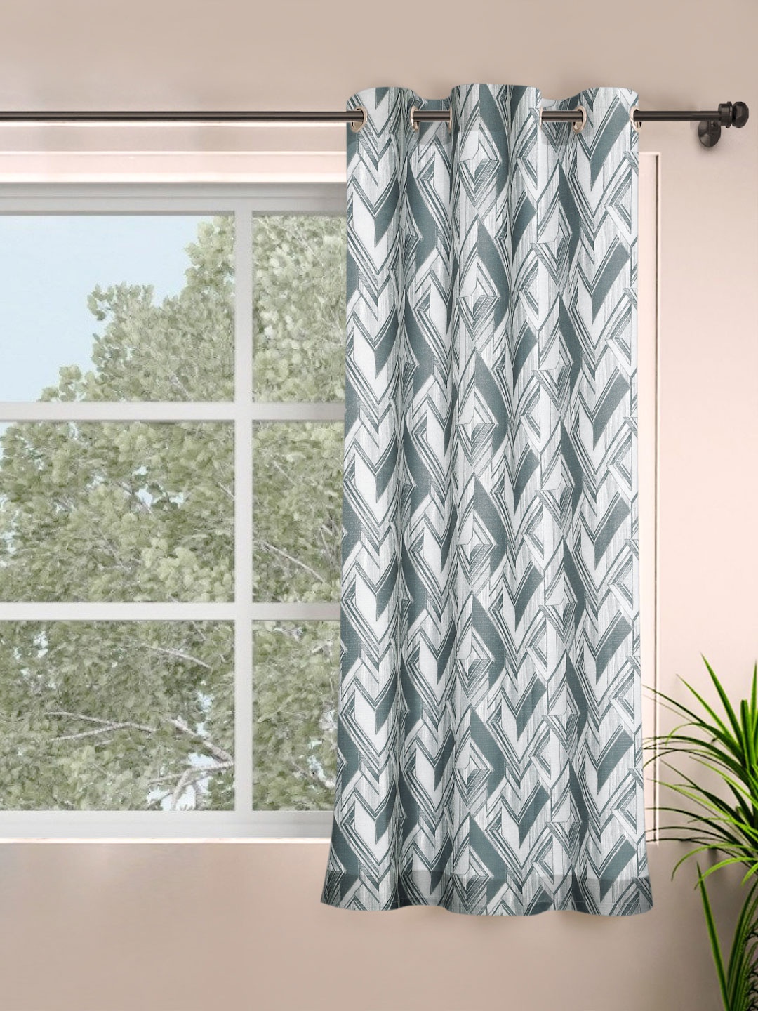 

ROSARA HOME Clarke Grey Geometric Window Curtain