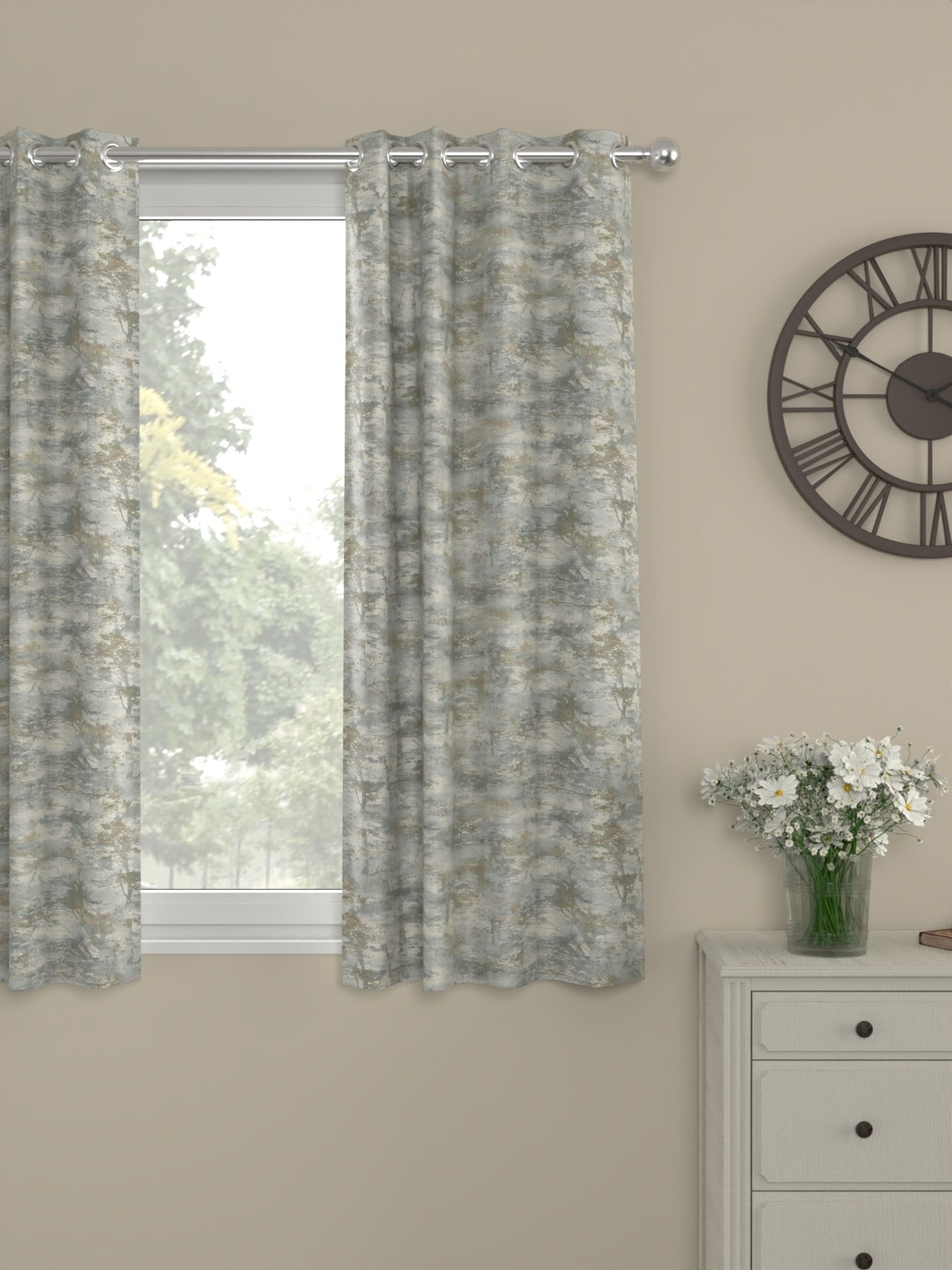 

ROSARA HOME Printed Window Curtain, Green