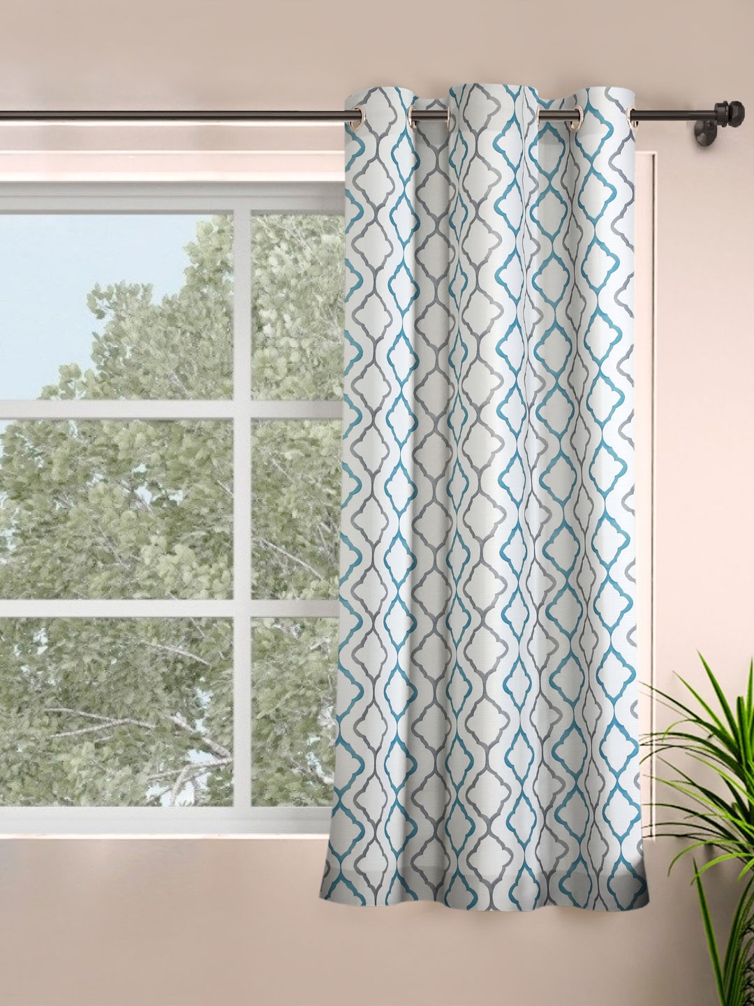 

ROSARA HOME Latica Grey Abstract Design Window Curtains, White