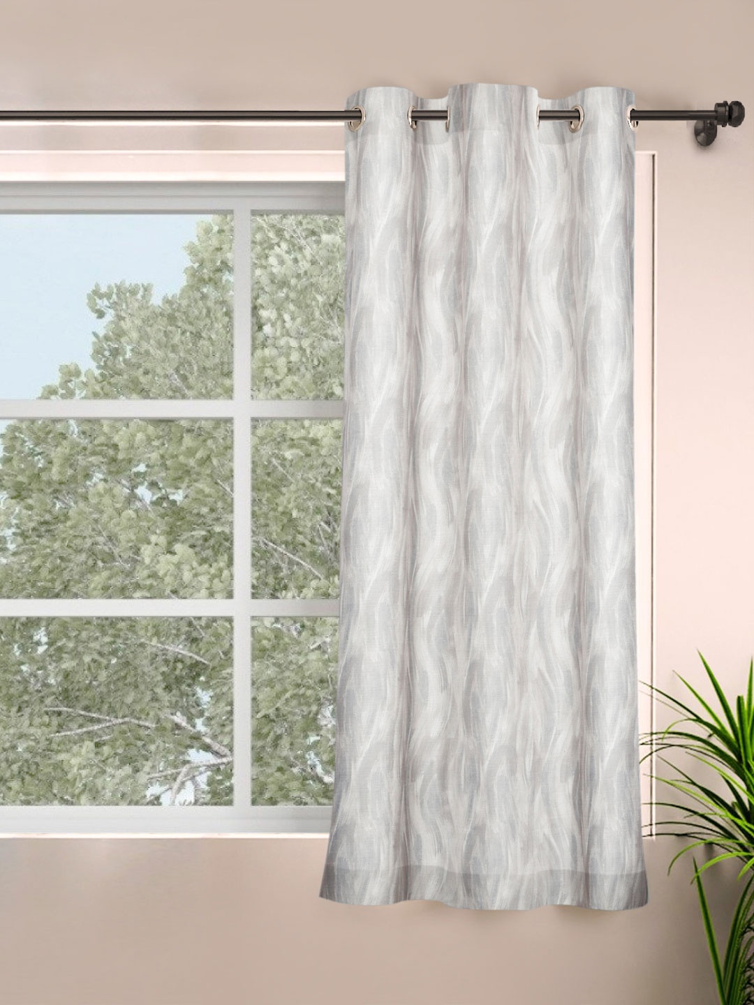 

ROSARA HOME Chrissy Beige Abstract Design Window Curtain