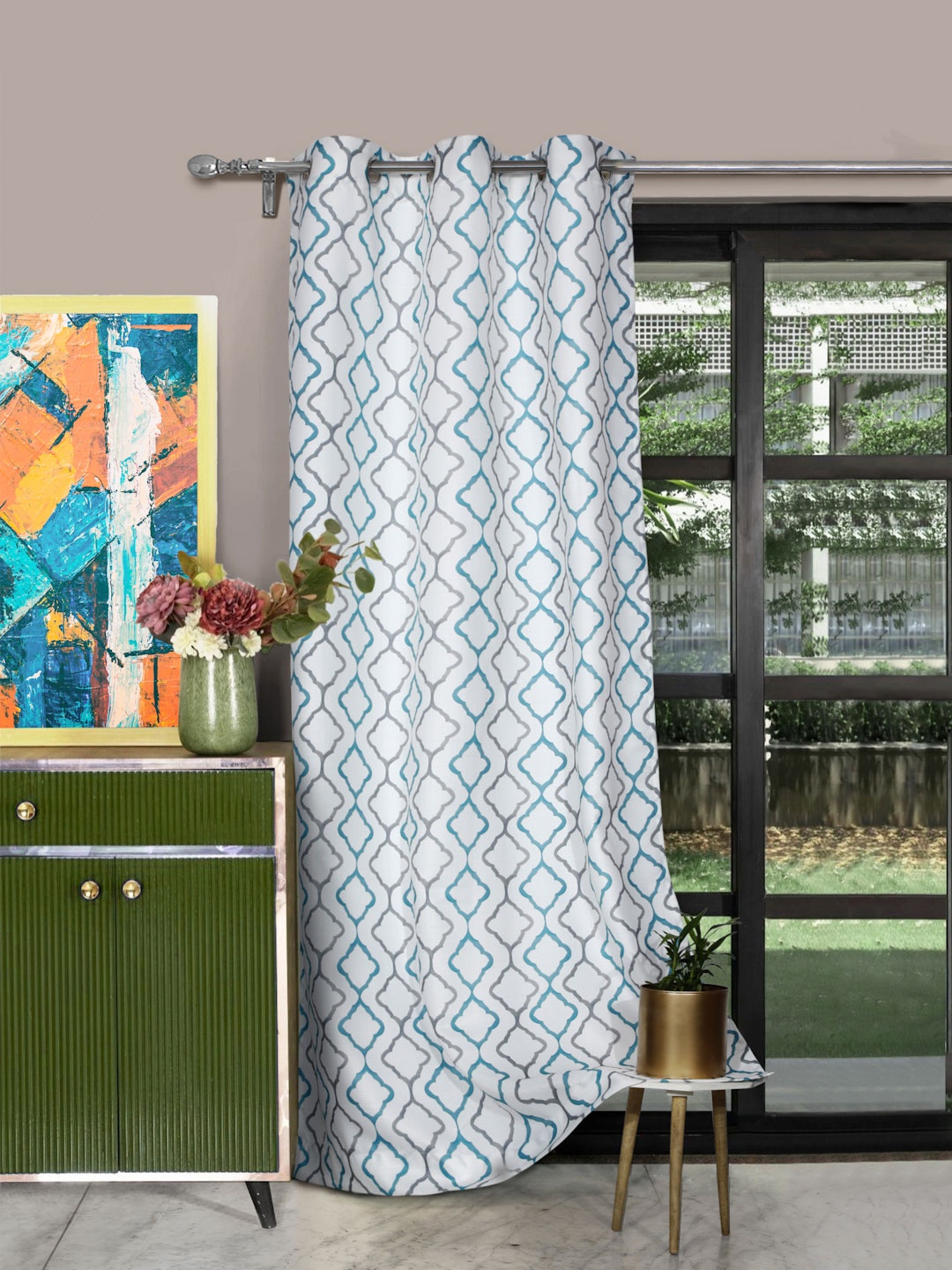

ROSARA HOME Grey Printed Long Door Curtain