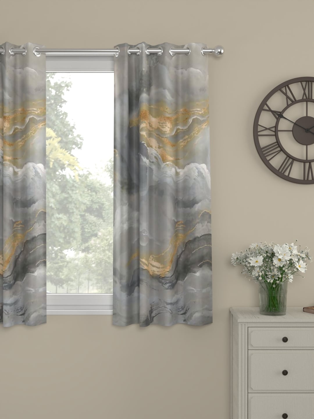 

ROSARA HOME Grey Printed Window Curtain