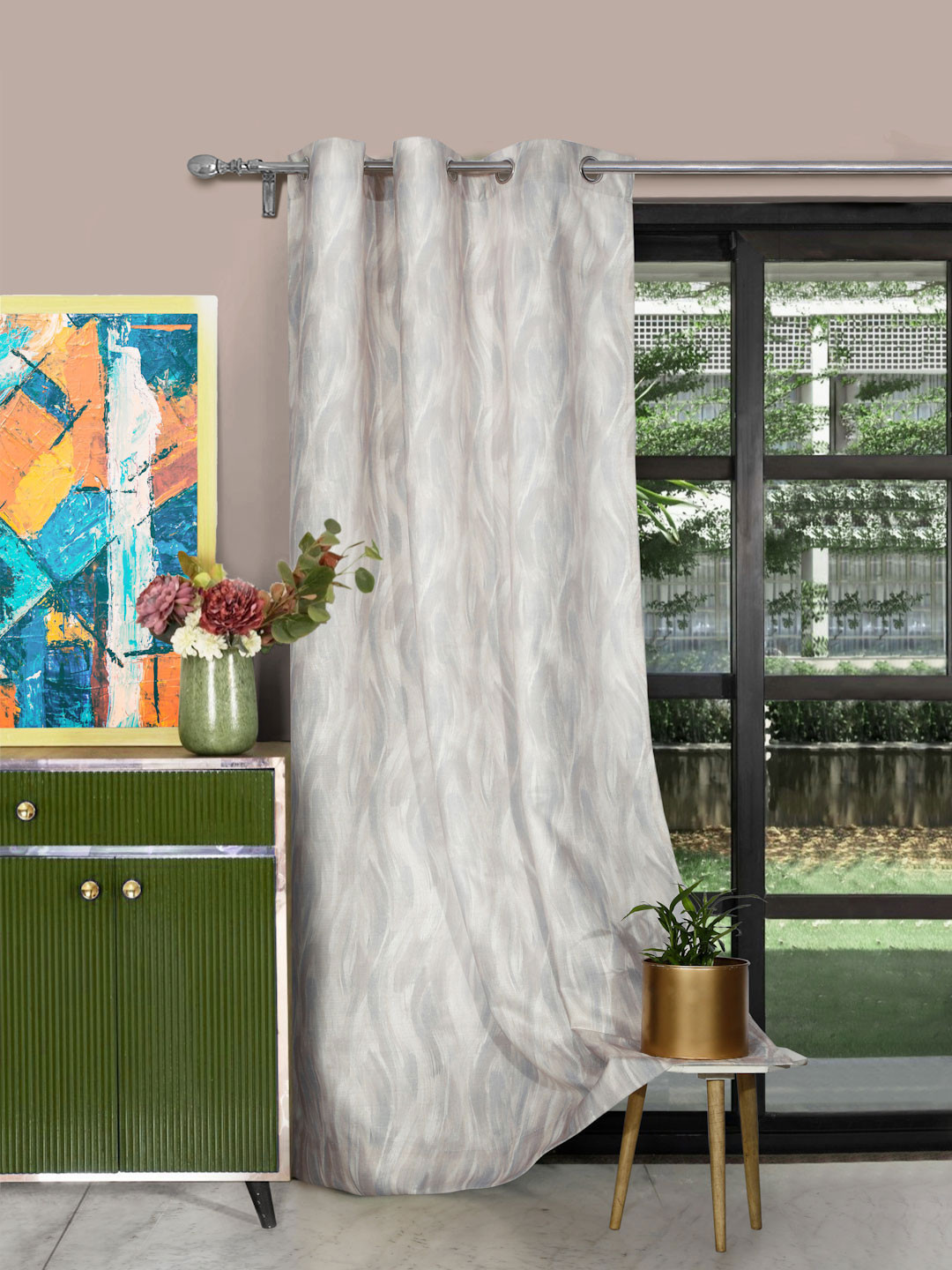 

ROSARA HOME Beige Printed Long Door Curtain