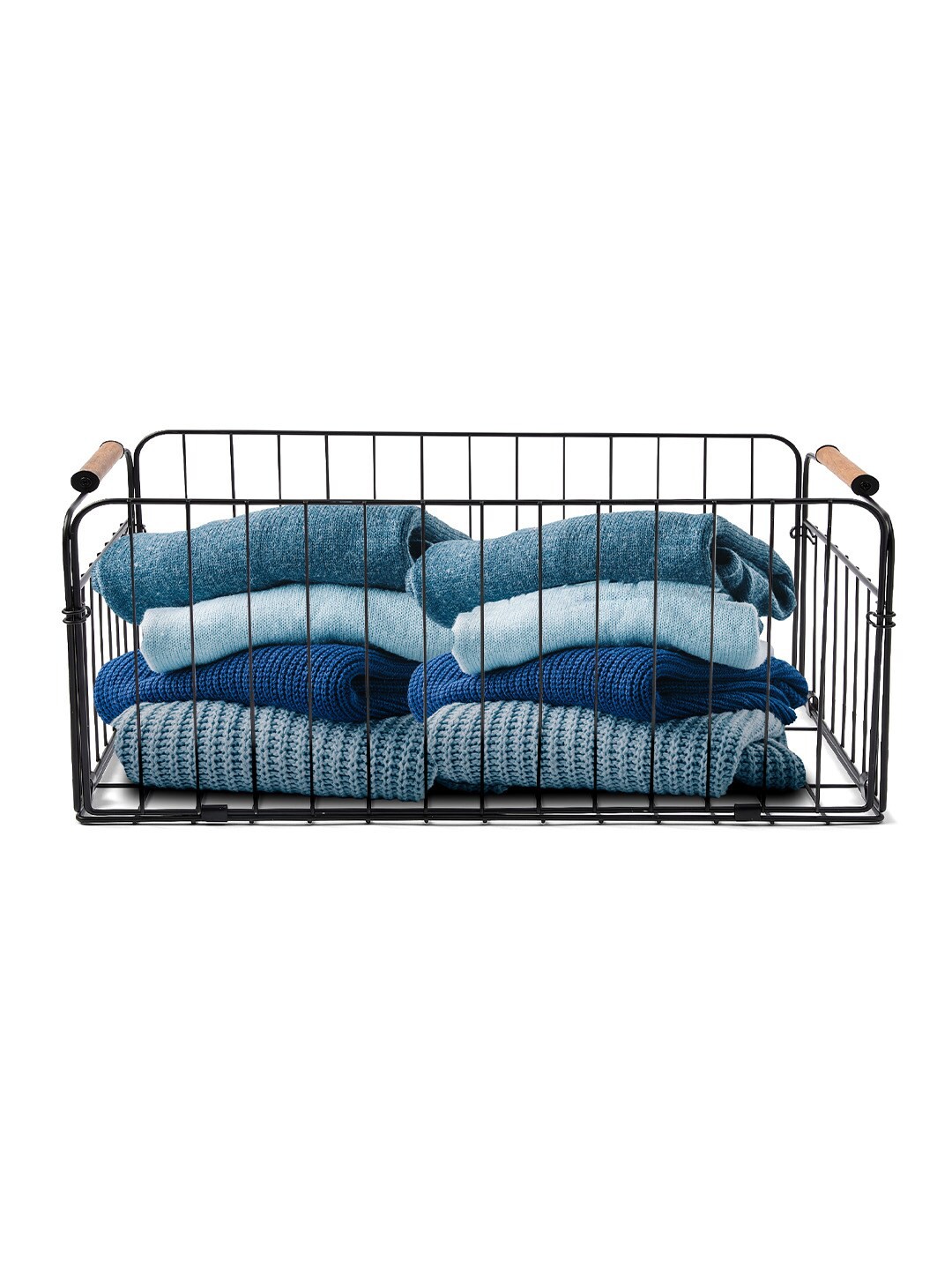 

Anko Black Wooden Collapsible Wire Basket With Handles