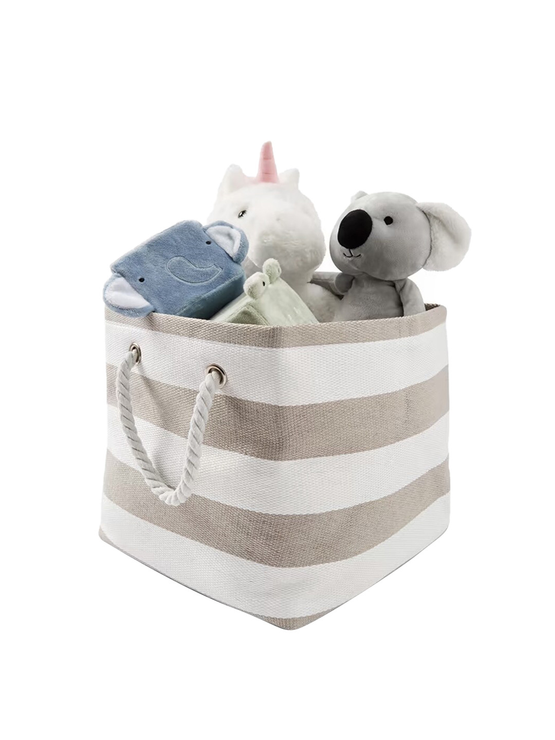 

Anko Grey & Beige Striped Basket With Handles