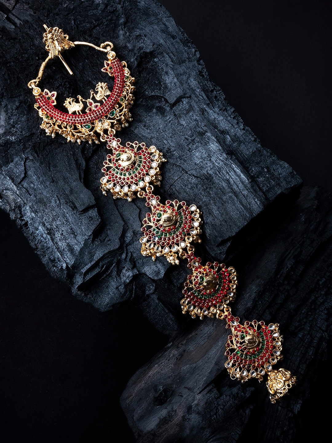 

StileAdda Gold-Plated Kemp Stone-Studded Temple Jada Bilai