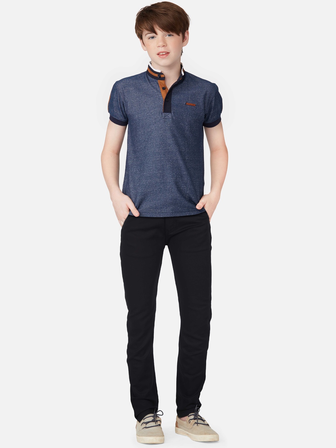 

Gini and Jony Boys Mid-Rise Cotton Trousers, Black