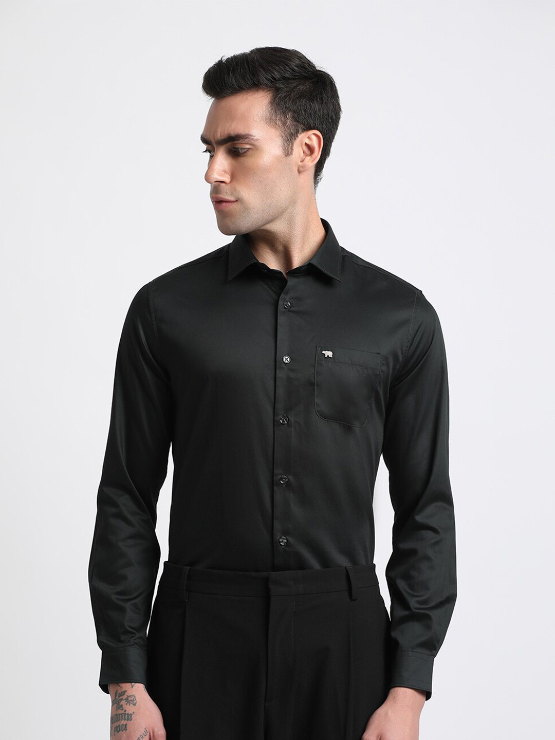

THE BEAR HOUSE Slim Fit Cotton Formal Shirt, Grey