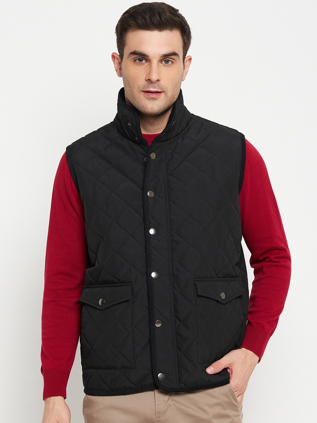 

Cantabil Lightweight Quilted Jacket with Patchwork, Black
