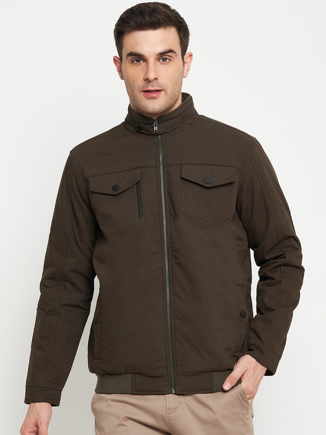 

Cantabil Mock Collar Lightweight Padded Jacket, Olive