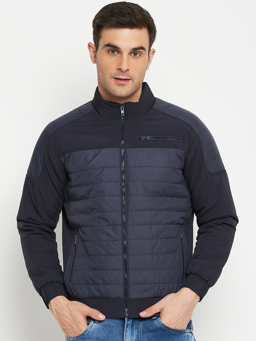 

Cantabil Colourblocked Lightweight Bomber Jacket, Navy blue