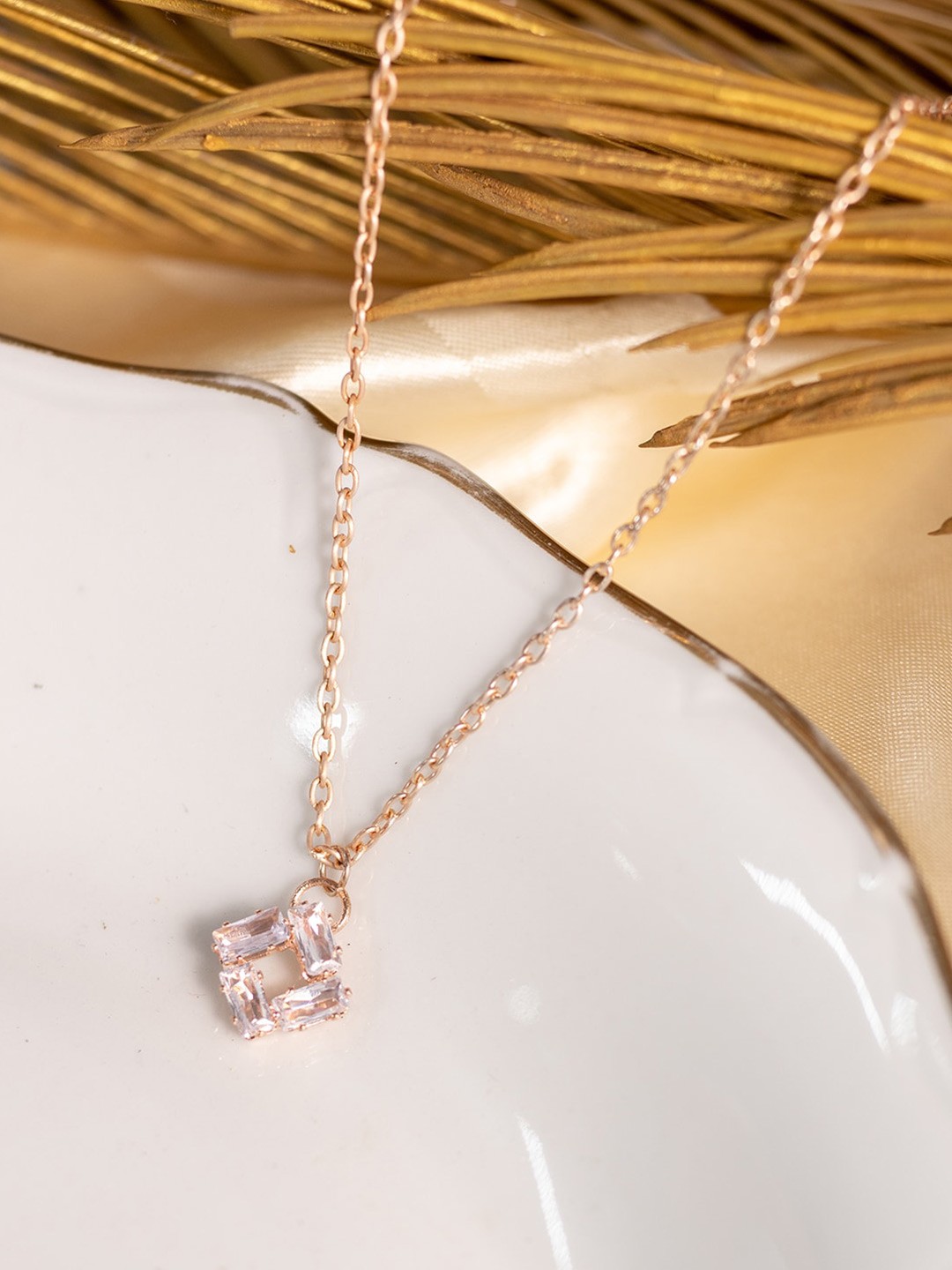 

Ayesha Rose Gold-Plated Stone-Studded Necklace
