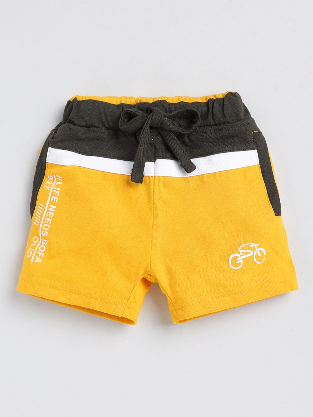 

Olio Kids Boys Mid Rise Cotton Shorts, Yellow