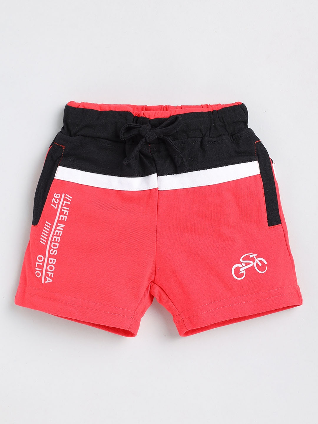 

Olio Kids Boys Colourblocked Cotton Shorts, Red