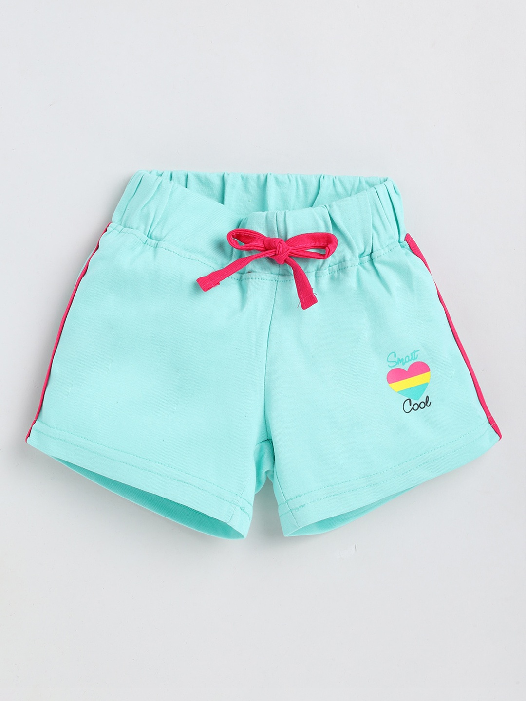 

Olio Kids Girls Mid-Rise Cotton Shorts, Sea green