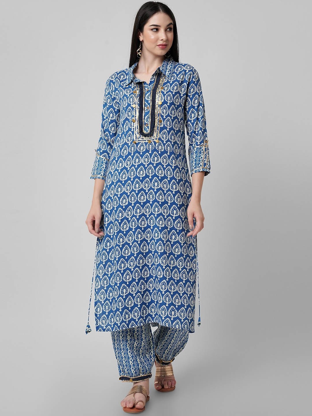 

Amayra Women Ethnic Motifs Printed Regular Kurta With Salwar, Blue