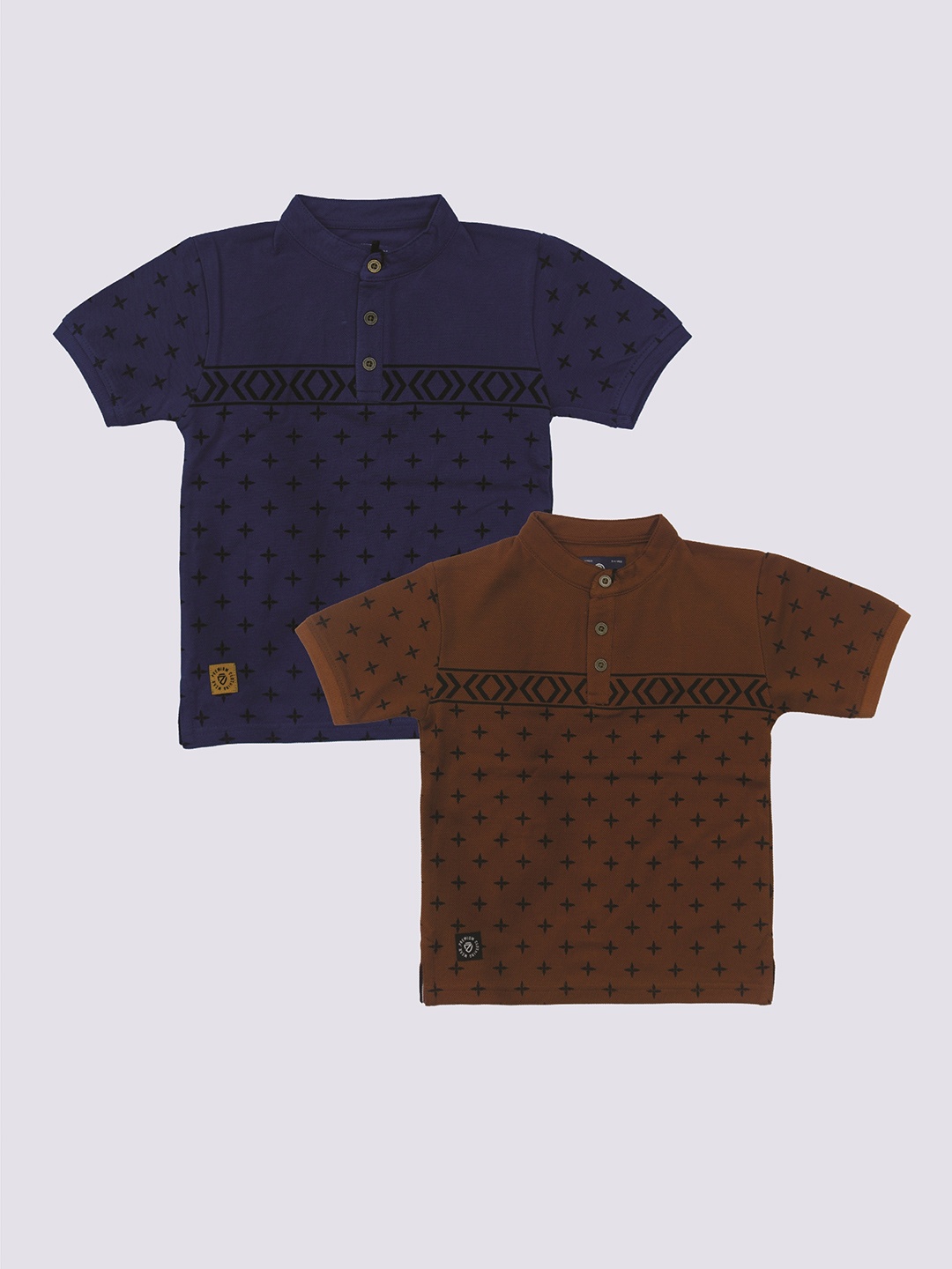 

BAESD Boys Pack Of 2 Conversational Printed Cotton T-shirt, Brown