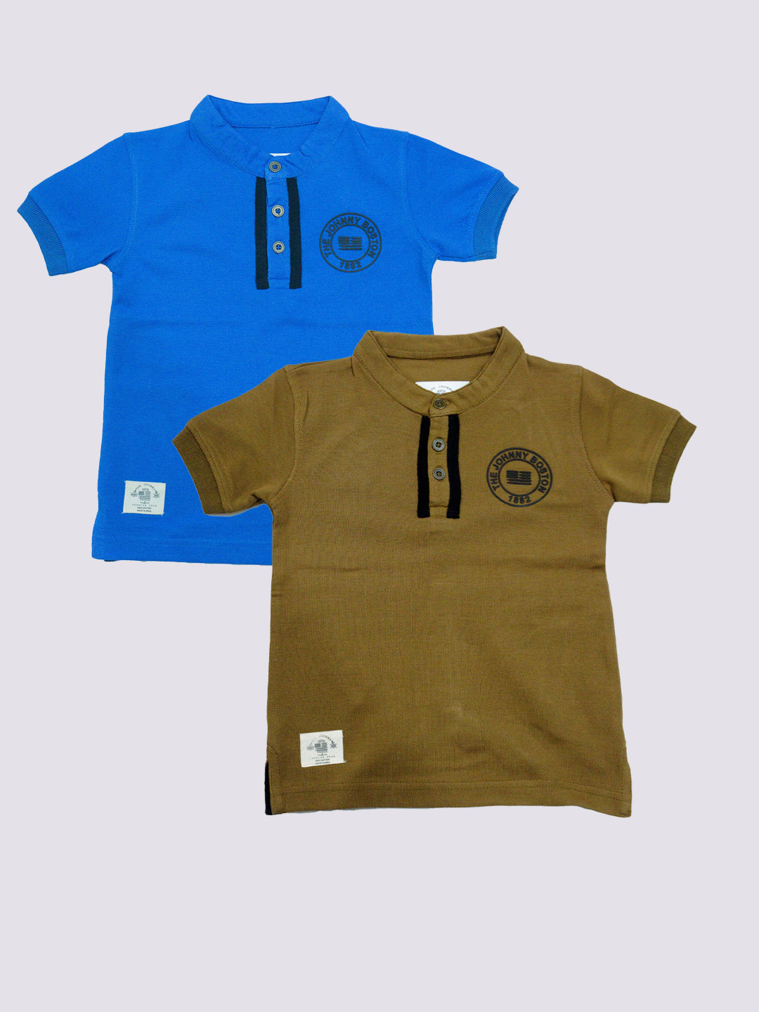 

BAESD Boys Pack Of 2 Henley Neck Cotton T-shirt, Blue