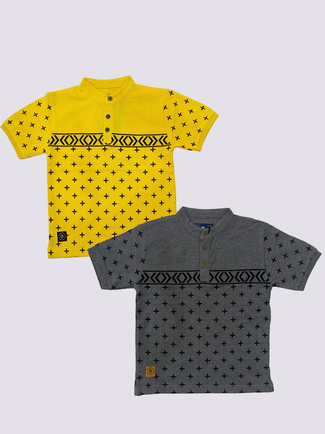 

BAESD Boys Pack Of 2 Conversational Printed Cotton T-shirt, Yellow
