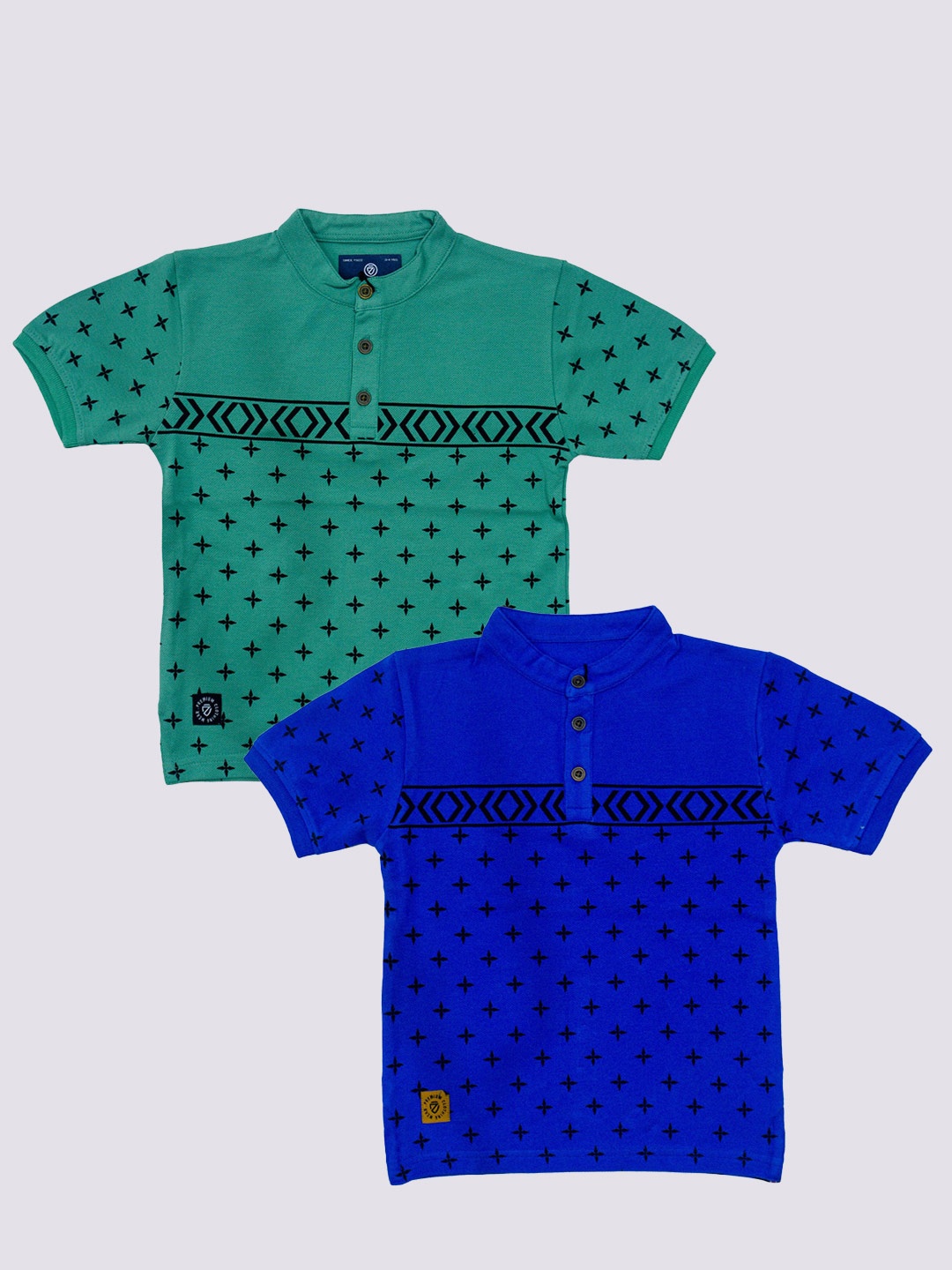 

BAESD Boys Pack Of 2 Conversational Printed Cotton T-shirt, Blue