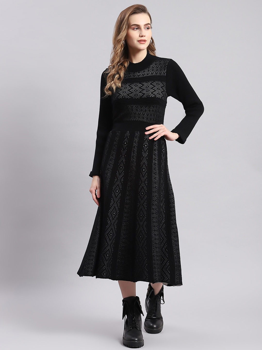 

Monte Carlo Fit & Flare Midi Dress, Black