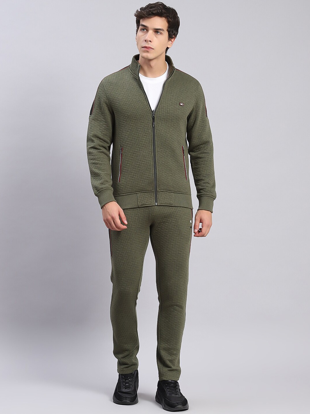 

Monte Carlo Self Design Mock Collar Tracksuits, Olive