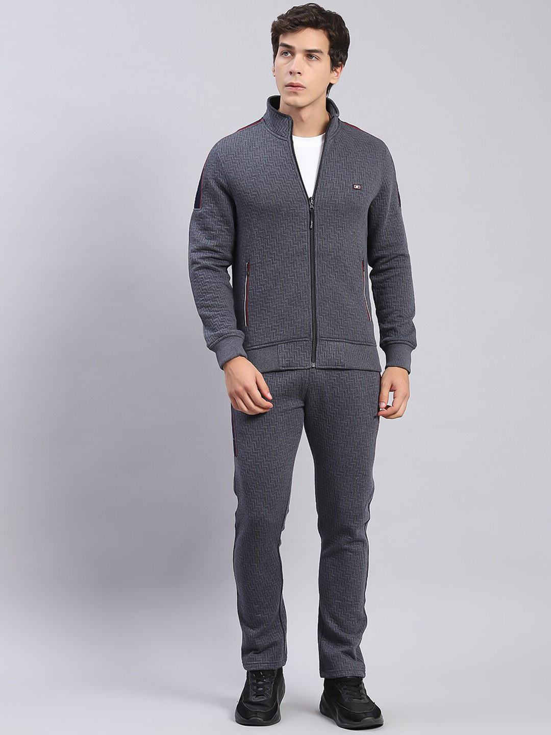 

Monte Carlo Self Design Mock Collar Tracksuits, Grey