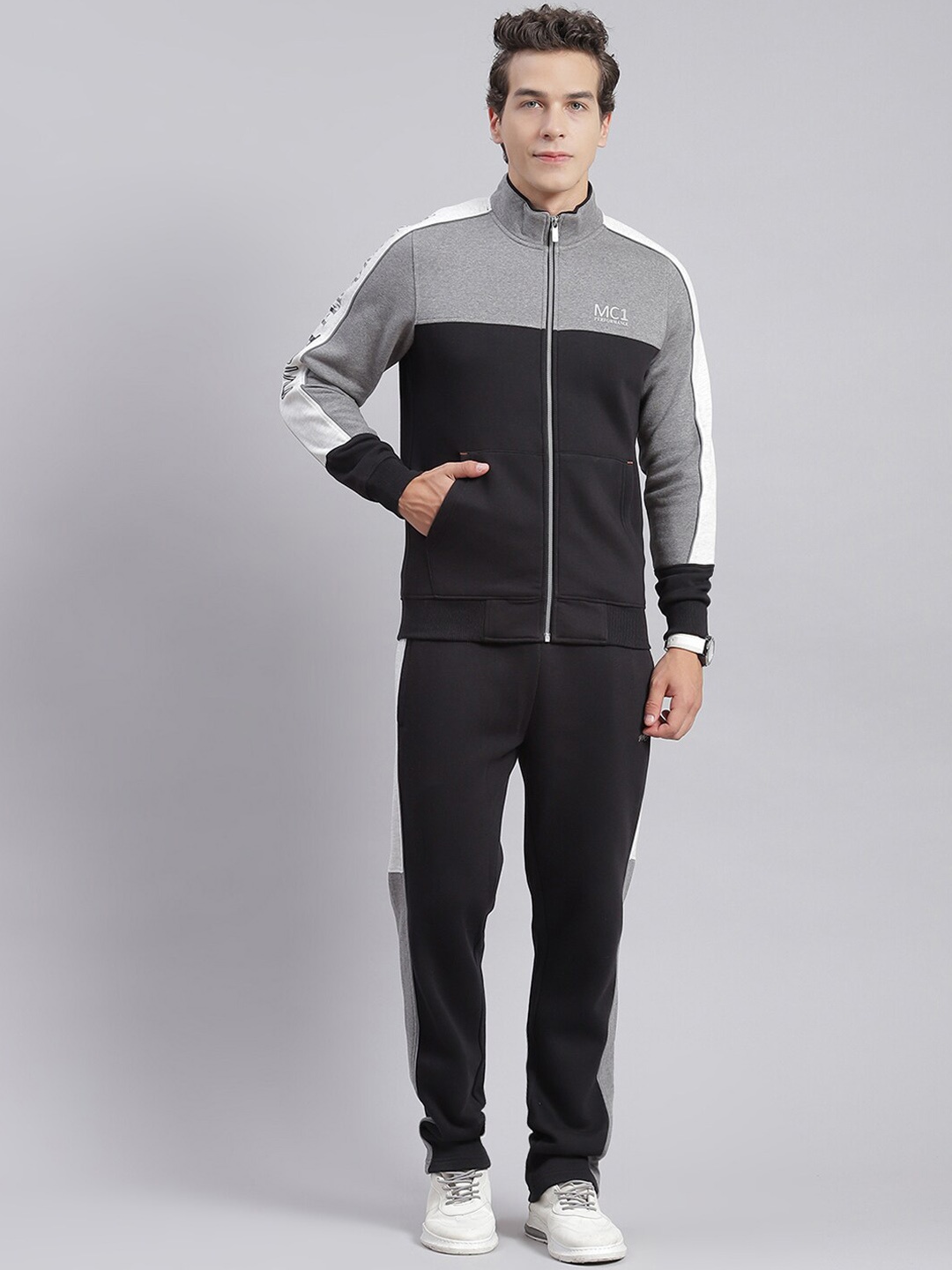 

Monte Carlo Colourblocked Mock Collar Tracksuit, Black