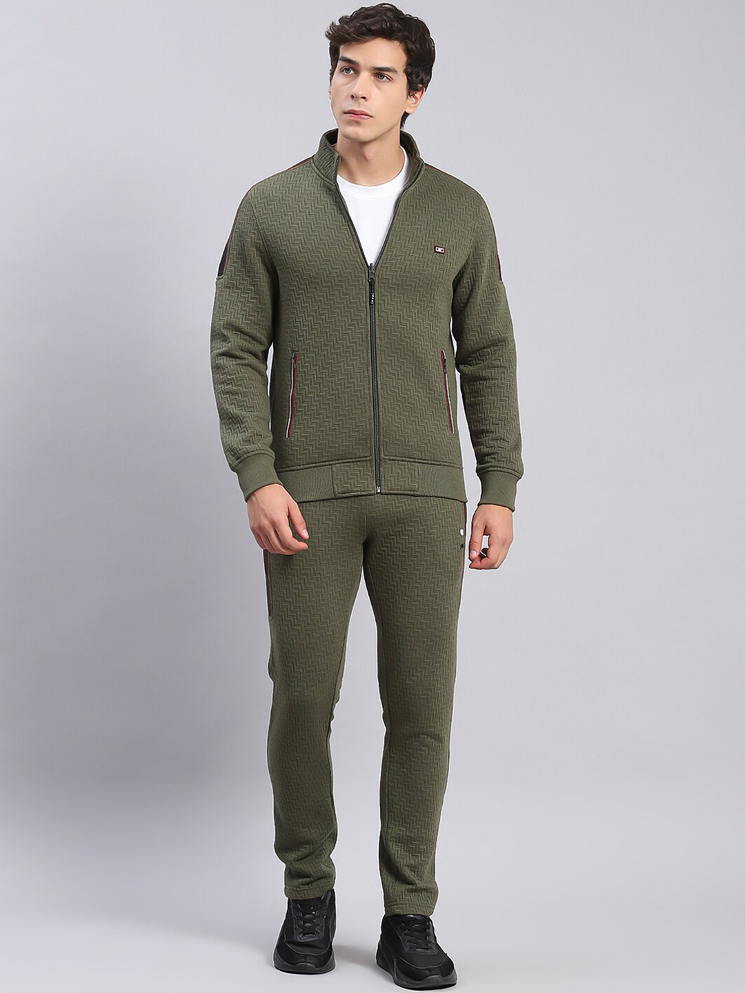 

Monte Carlo Self Design Mock Collar Tracksuits, Olive