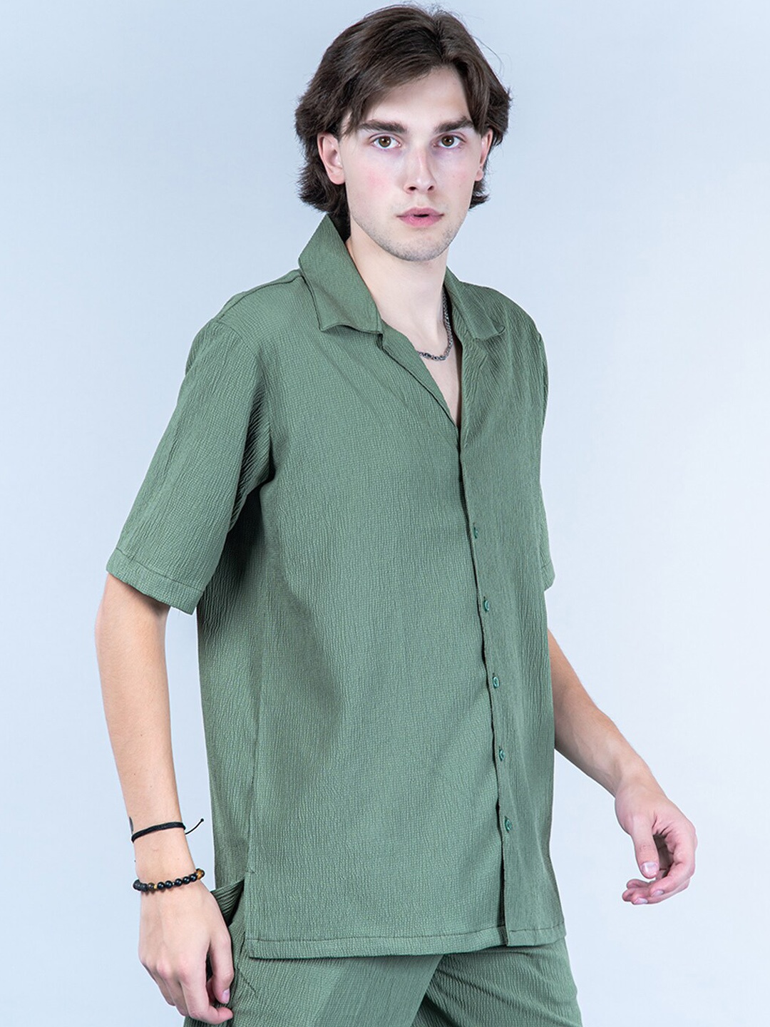 

Tistabene Textured Oversized Shirt with Trousers, Green