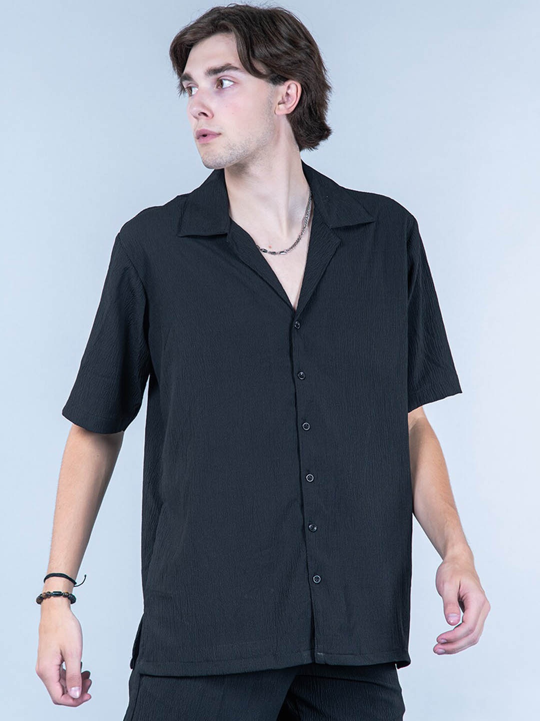 

Tistabene Shirt Collar Oversized Shirt With Trouser, Black