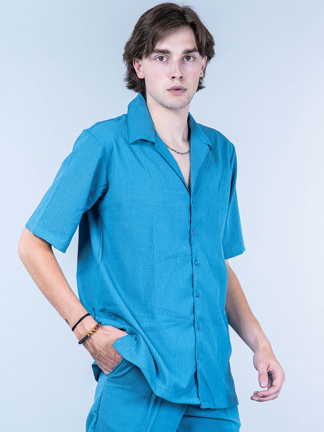 

Tistabene Shirt Collar Oversized Shirt With Trouser, Blue