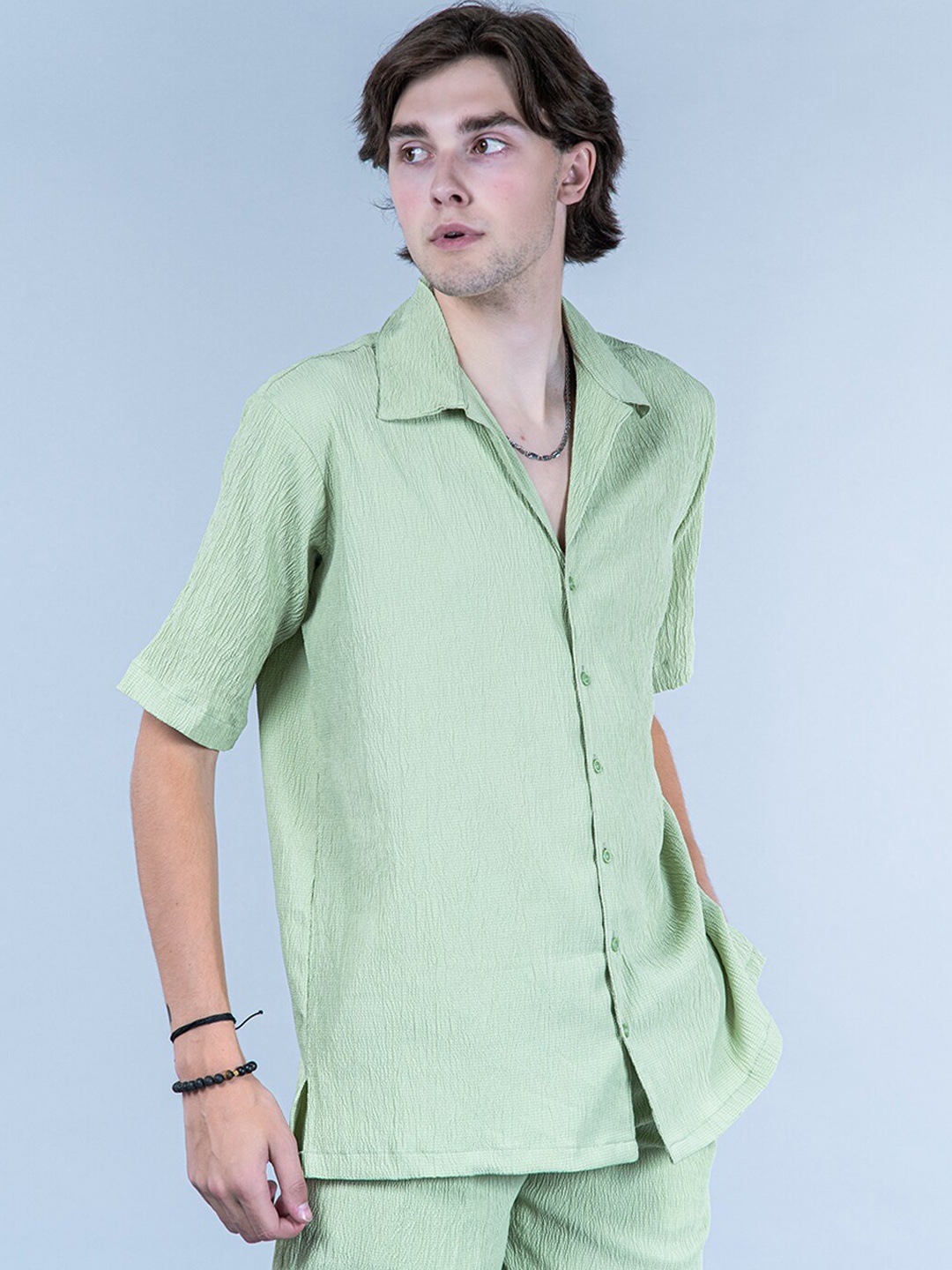 

Tistabene Shirt Collar Oversized Shirt With Trouser, Green