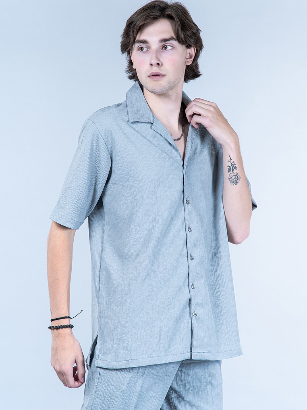 

Tistabene Shirt Collar Oversized Shirt With Trouser, Grey