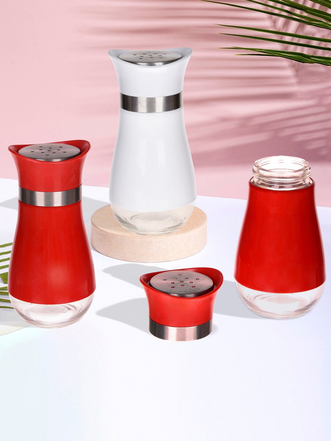 

Kuber Industries Red & White 3 Pieces Salt Shaker Box Stainless Steel Kitchen Storage
