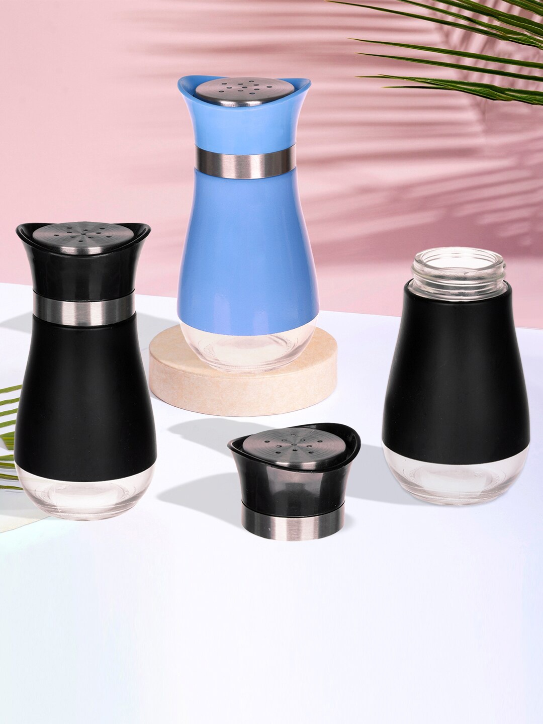 

Kuber Industries 3 Pieces Stainless Steel Salt Shaker Box, Multi