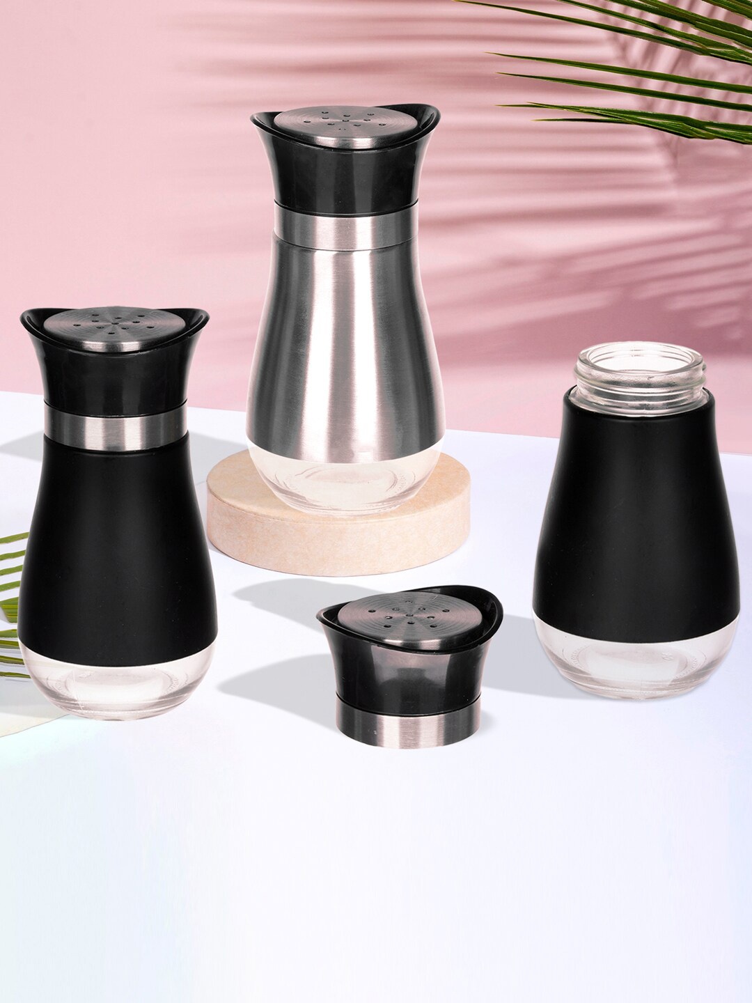

Kuber Industries Black 3 Pieces Salt & Pepper Shakers