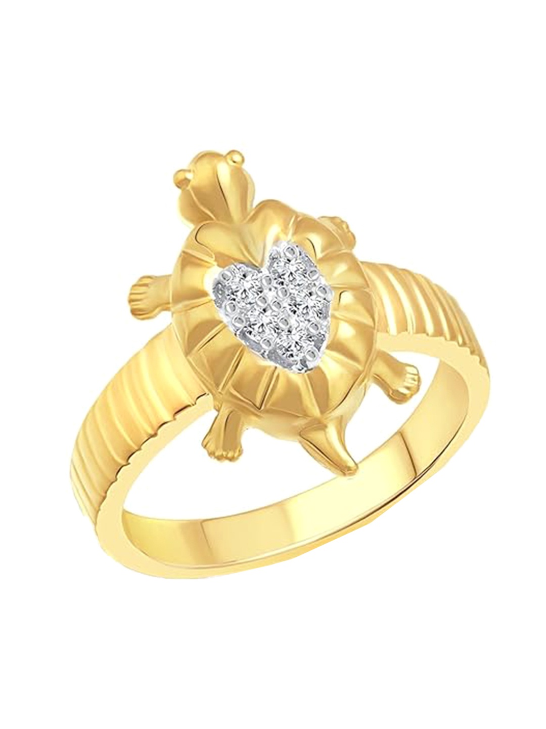 

Vighnaharta Gold-Plated CZ-Studded Turtle Ring